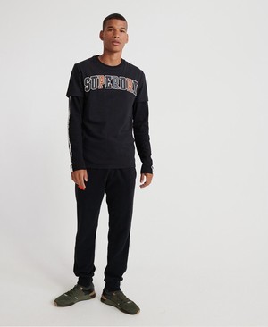 Superdry Crafted Casuals Applique Férfi Pólók Fekete | BHZKI5042